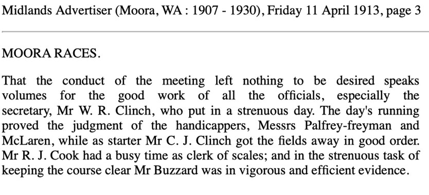 Moora Races Clerk of the Field